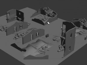 scena di guerra della seconda e prima guerra mondiale Modello 3D