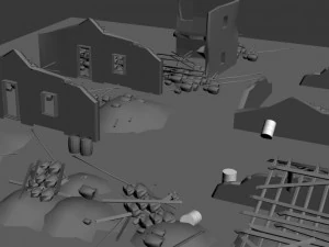 world war 2 and 1 war scene 3D Model