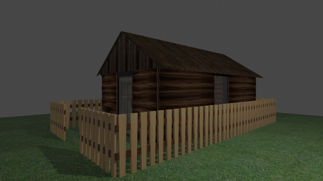 house and fence 3D-Modell .c4d .max .obj .3ds .fbx .stl .blend 