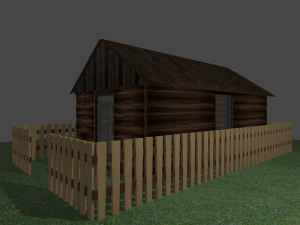 дом и забор 3D Модель