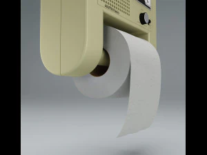 wc retro radio with ashtray and wc roll 3D Model