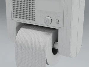 wc retro radio with ashtray and wc roll 3D Model