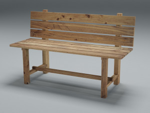 wooden bench 3D-Modell