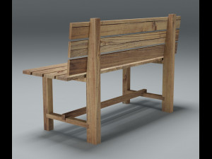 wooden bench 3Dモデル