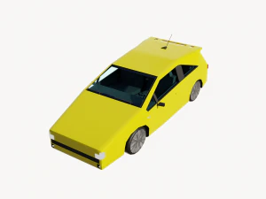 coche amarillo lowpoly Modelo 3D