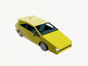yellow car lowpoly Modelo 3D