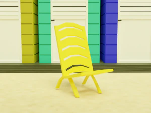 beach cabins and chairs 3D Model