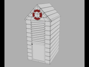 beach cabins and chairs 3D Model