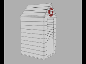 beach cabins and chairs 3D 模型