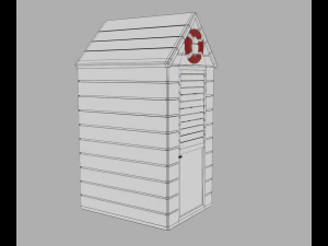 beach cabins and chairs 3D Model