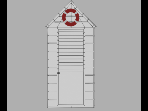 beach cabins and chairs 3D 模型