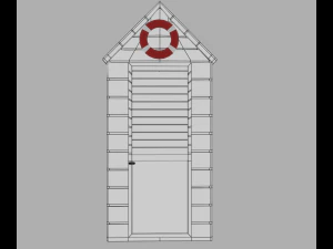 beach cabins and chairs 3D Model