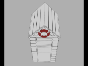 beach cabins and chairs 3D 模型