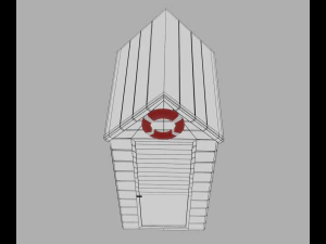 beach cabins and chairs 3D Model