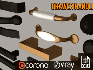 가구 서랍 손잡이 세트 3D 모델