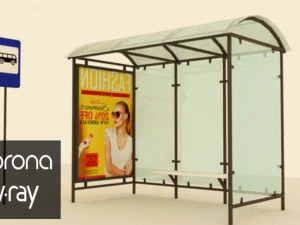 Bus stop station 3D Model