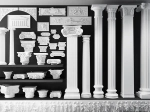 Conjunto de colunas cor&iacute;ntias Modelo 3D