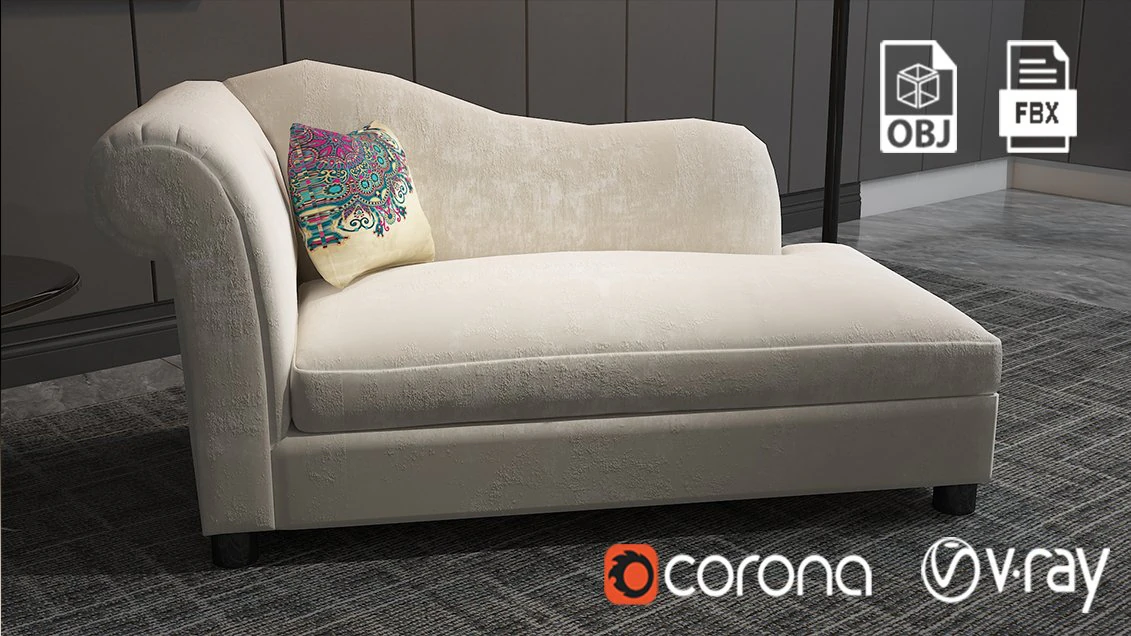 European off-white color fabric sofa 3D Model .c4d .max .obj .3ds .fbx .stl .blend 