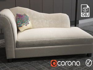 European off-white color fabric sofa 3D Model