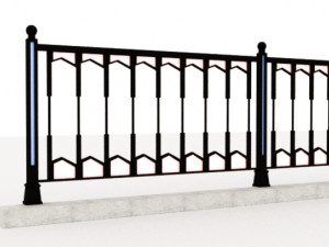 Fence with railings 3Dモデル