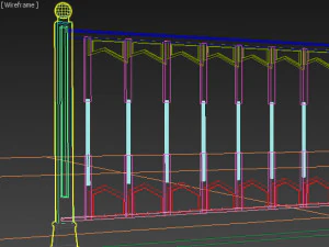 Fence with railings 3D Model