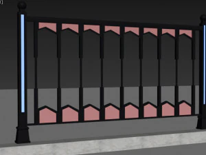 Fence with railings 3D Model
