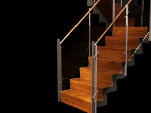 유리 난간이 있는 콘크리트 계단 3D 모델