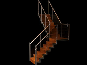 Concrete stair case with glass balustrade 3D 모델