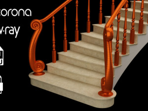 Modern wooden staircase 3D Model