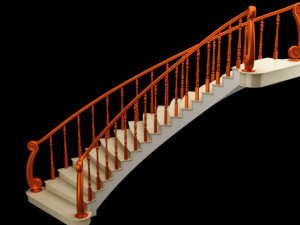 Modern wooden staircase 3D Model