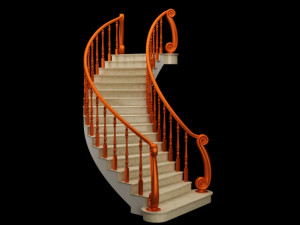 Modern wooden staircase 3D Model