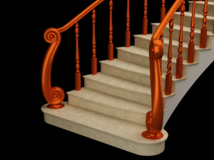 Modern wooden staircase 3D Model
