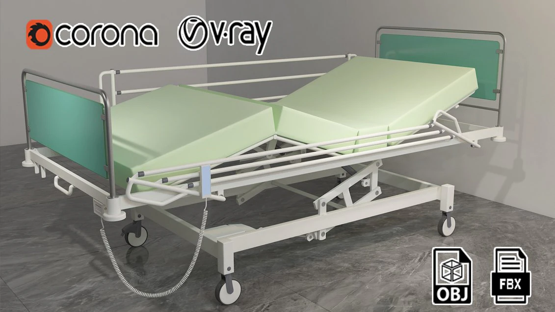 Medical bed 3D Model .c4d .max .obj .3ds .fbx .stl .blend 