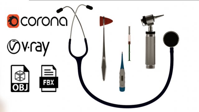 Stethoscope Modello 3D .c4d .max .obj .3ds .fbx .stl .blend