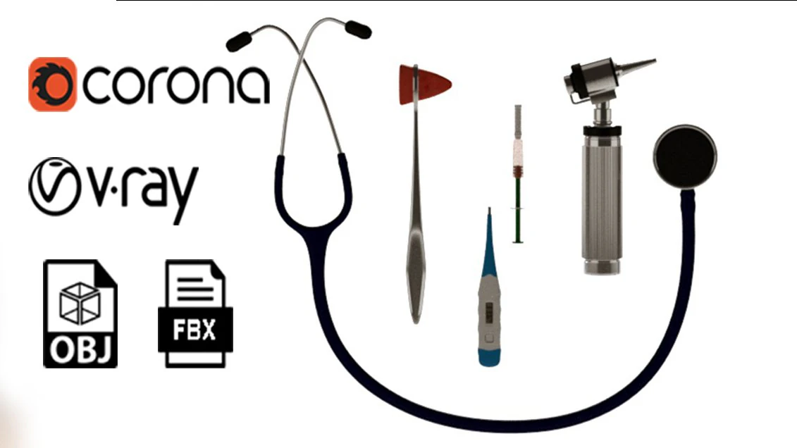 Stethoscope 3D Model .c4d .max .obj .3ds .fbx .stl .blend 