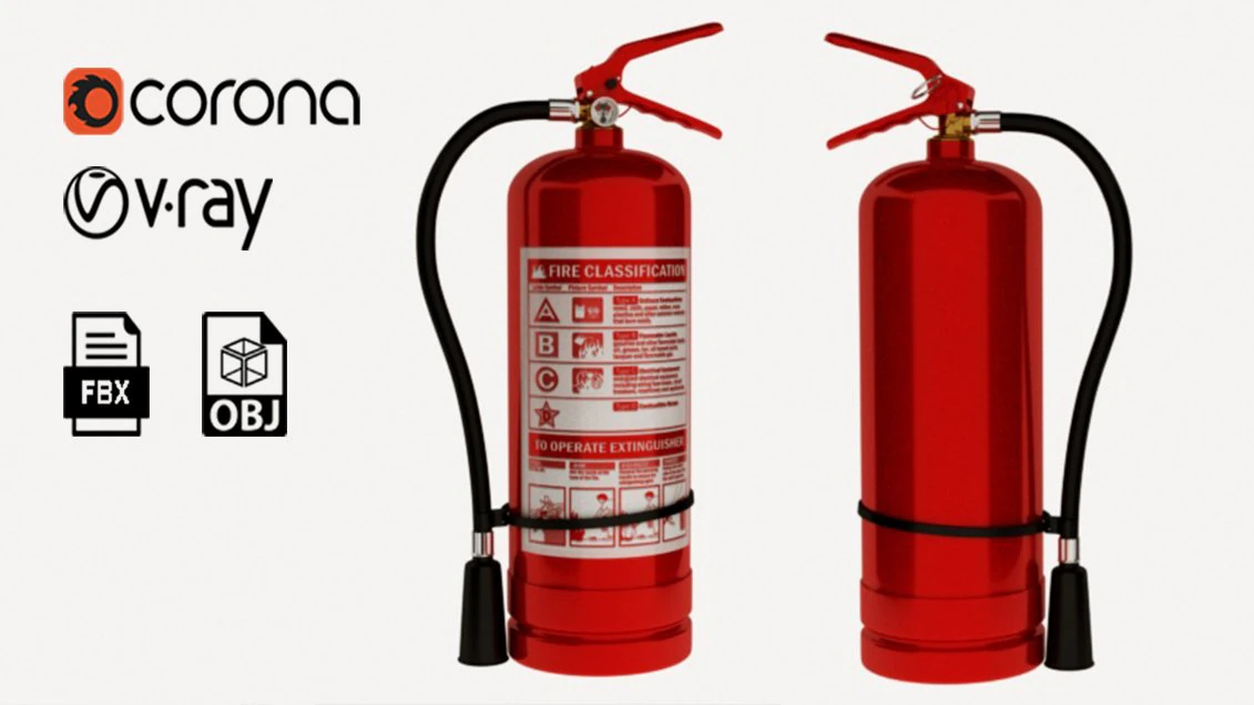 Extintor de incendios Modelo 3D .c4d .max .obj .3ds .fbx .stl .blend 