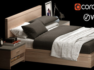 double bed modern 01 3D Model