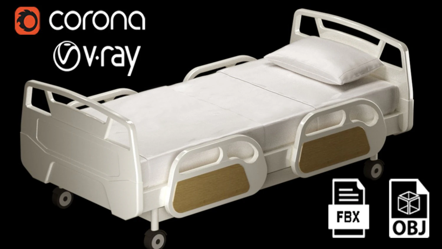 Hospital bad 03 3D Model .c4d .max .obj .3ds .fbx .stl .blend