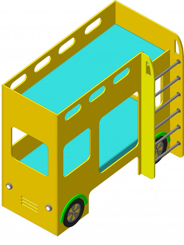 baby cot in the form of a bus 3D Модель .c4d .max .obj .3ds .fbx .stl .blend 