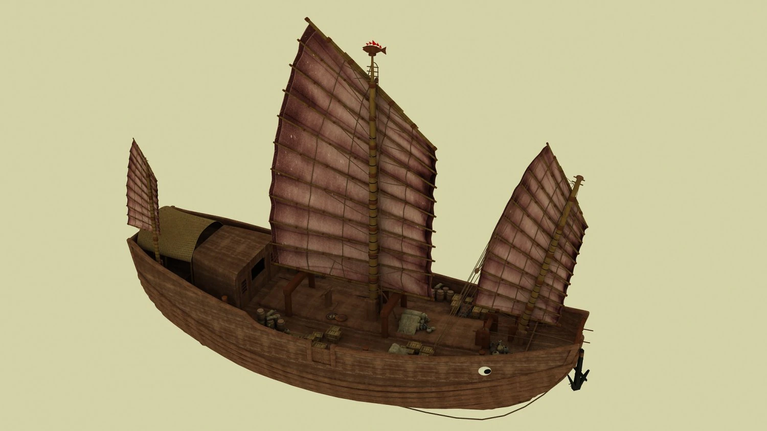 ancient ship 3D Model .c4d .max .obj .3ds .fbx .stl .blend 