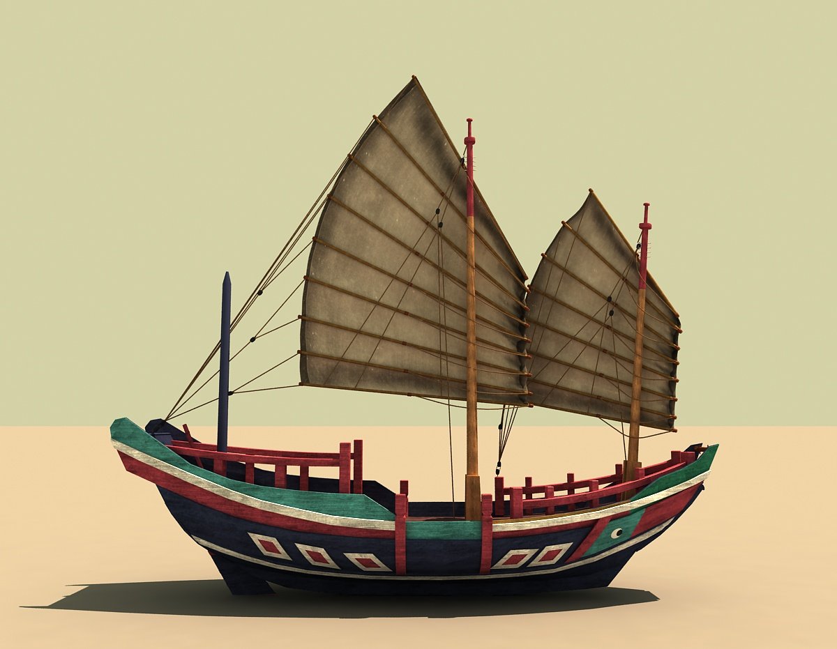 Ancient ship. River ship 3d model free.