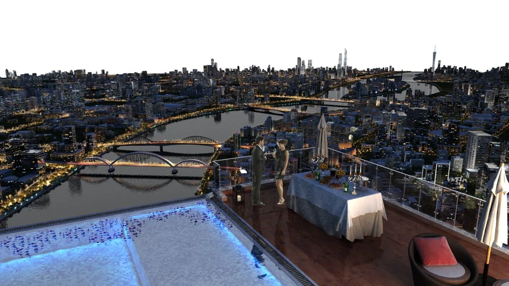 city night scene 3D Model .c4d .max .obj .3ds .fbx .stl .blend 