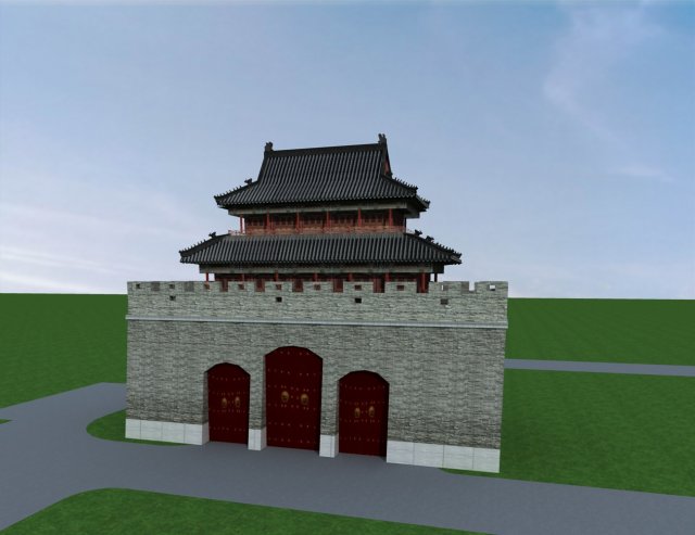 city gate tower Model 3D .c4d .max .obj .3ds .fbx .stl .blend 