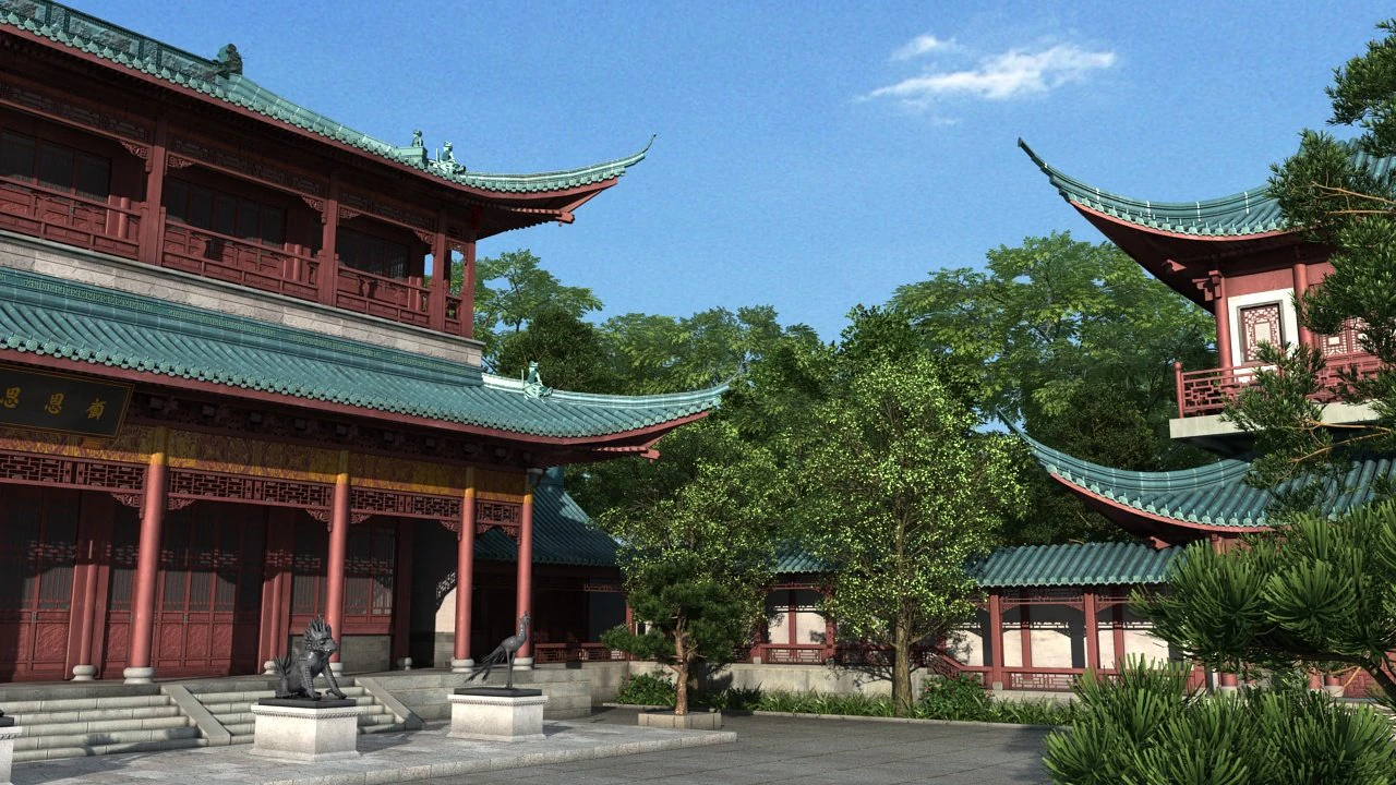 ancient garden 3D Model .c4d .max .obj .3ds .fbx .stl .blend