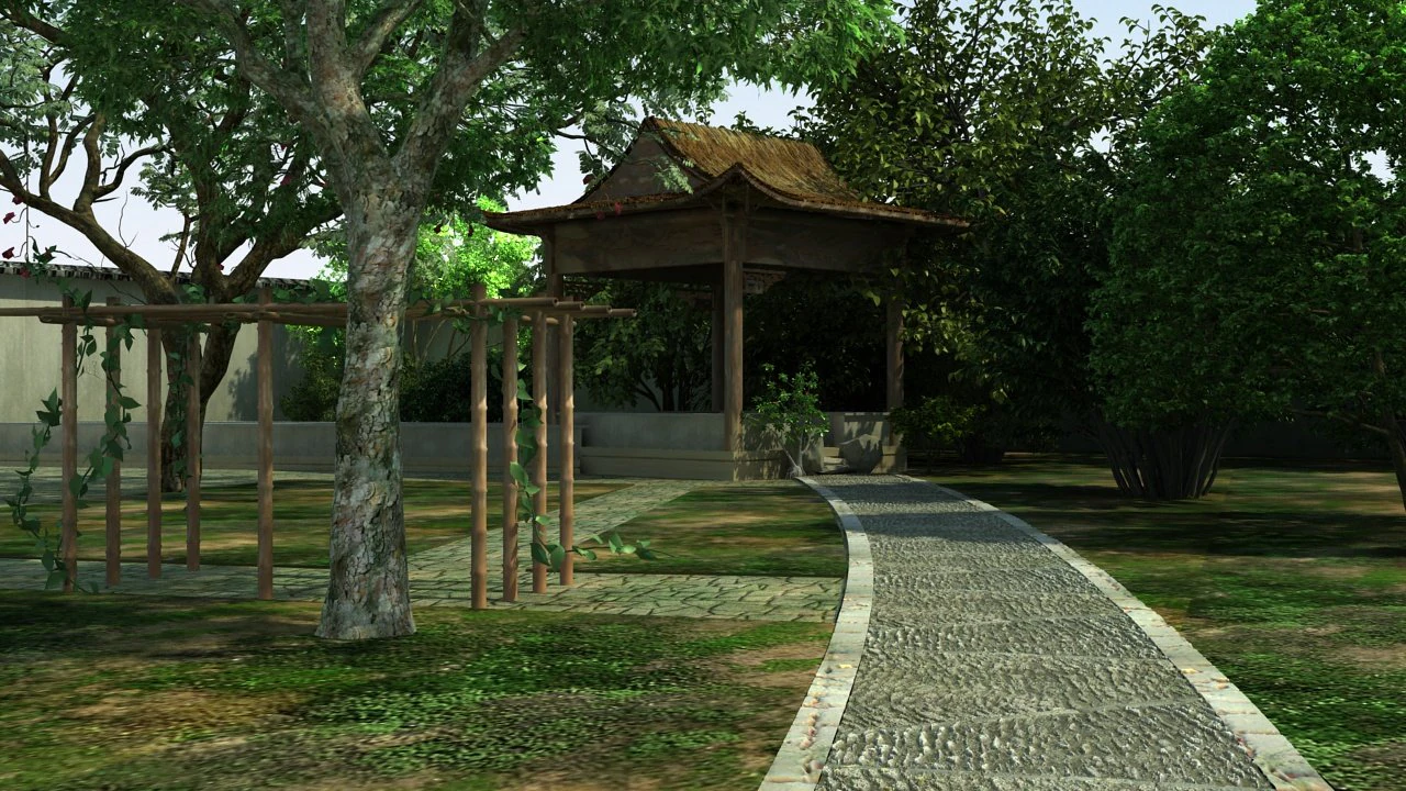 ancient garden 3D Model .c4d .max .obj .3ds .fbx .stl .blend 