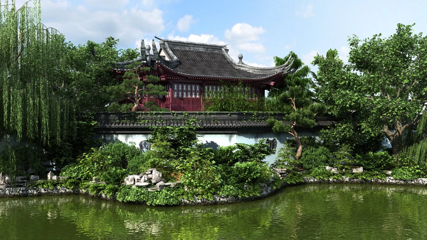 ancient garden 3D Model .c4d .max .obj .3ds .fbx .stl .blend 
