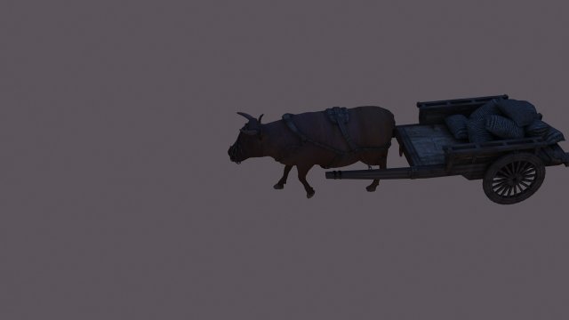 ox cart 3D 모델 .c4d .max .obj .3ds .fbx .stl .blend 