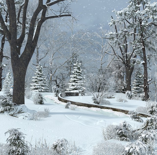 snow scene 3D 模型 .c4d .max .obj .3ds .fbx .stl .blend 