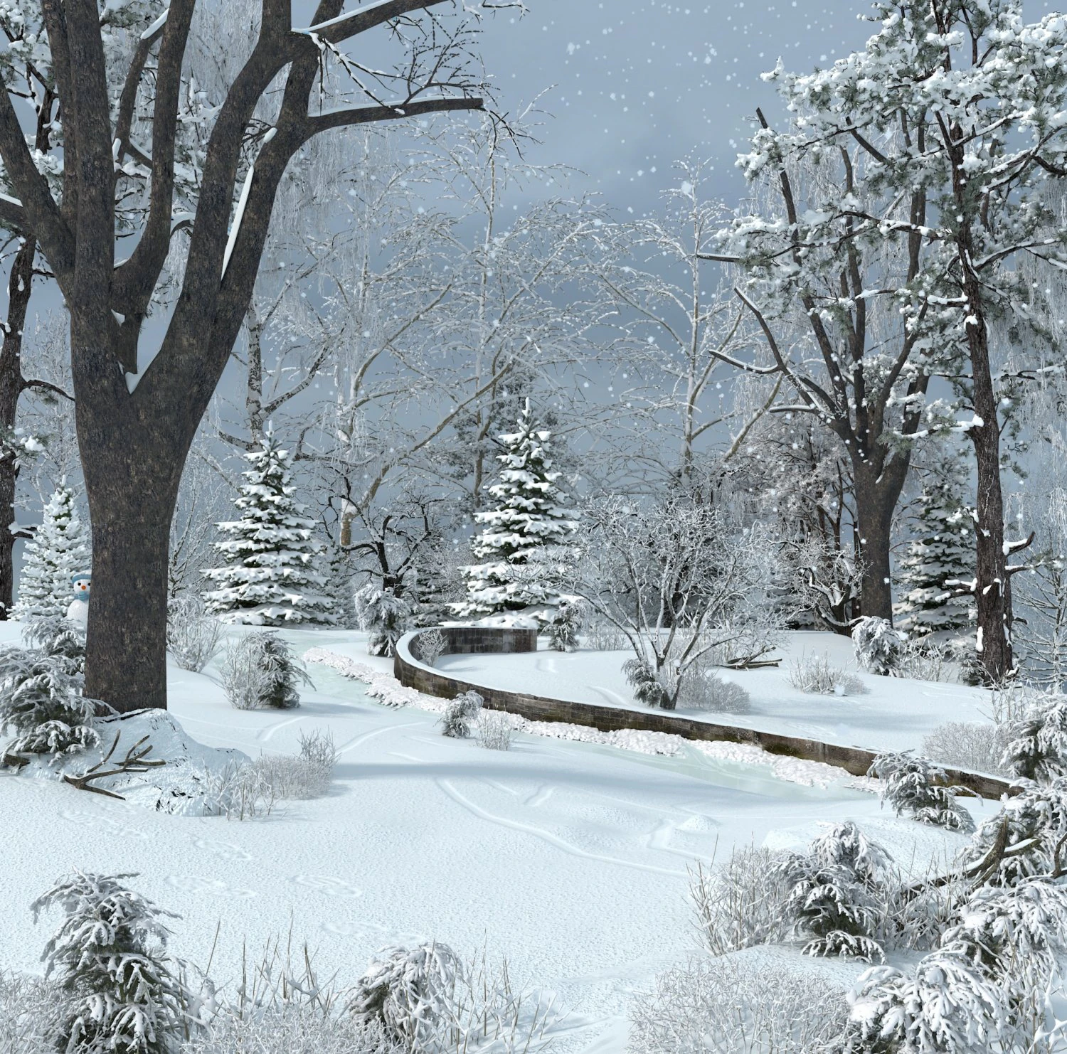 snow scene 3D Model .c4d .max .obj .3ds .fbx .stl .blend 