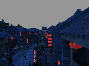 ancient town night view 3D Model